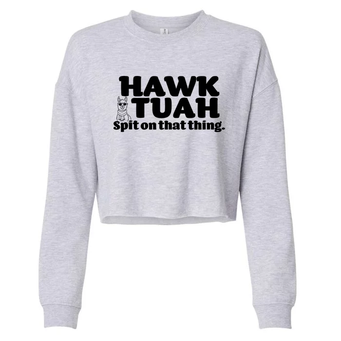 Hawk Tuah Spit On That Thang Cropped Pullover Crew