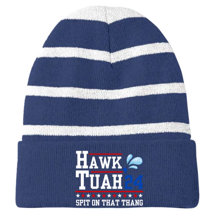 Hawk Tuah 💦 (Spit On That Thang) Striped Beanie with Solid Band