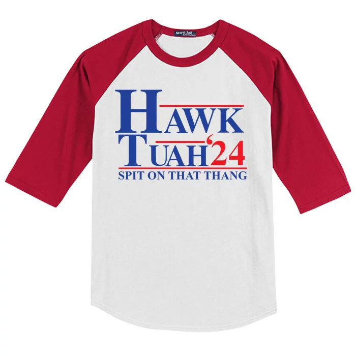 Hawk Tuah Spit On That Thang 2024 Kids Colorblock Raglan Jersey