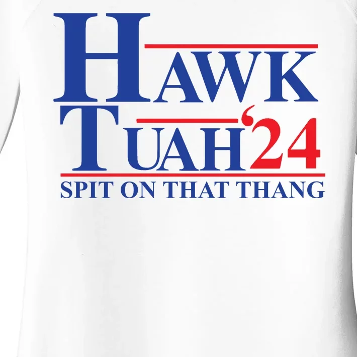 Hawk Tuah Spit On That Thang 2024 Women's Perfect Tri Tunic Long Sleeve Shirt