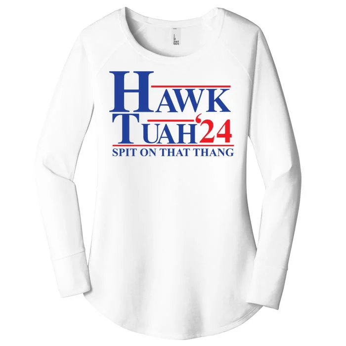 Hawk Tuah Spit On That Thang 2024 Women's Perfect Tri Tunic Long Sleeve Shirt