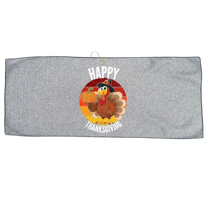 Happy Thanksgiving Sweatshirt Cute Turkey Large Microfiber Waffle Golf Towel