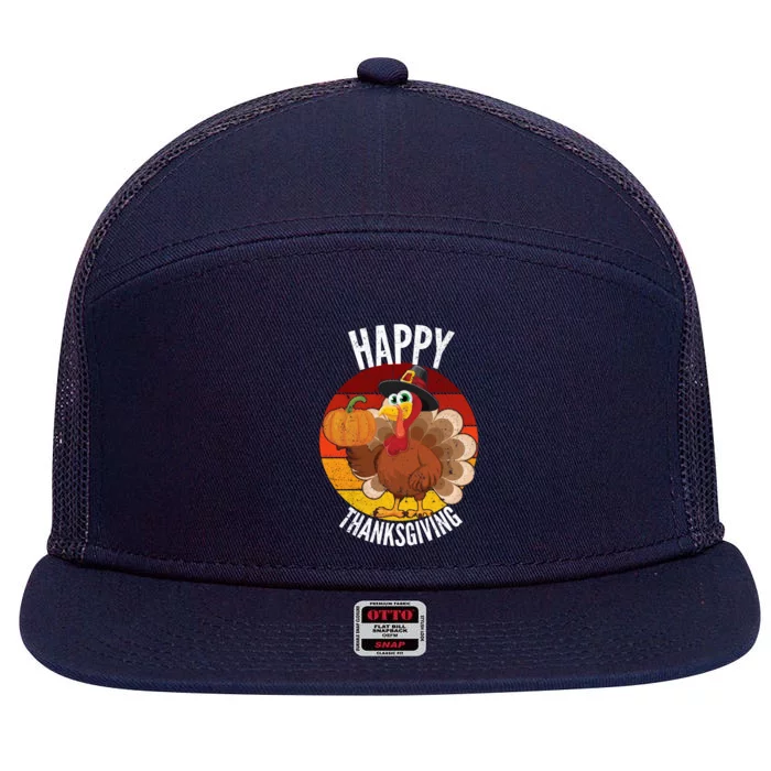 Happy Thanksgiving Sweatshirt Cute Turkey 7 Panel Mesh Trucker Snapback Hat