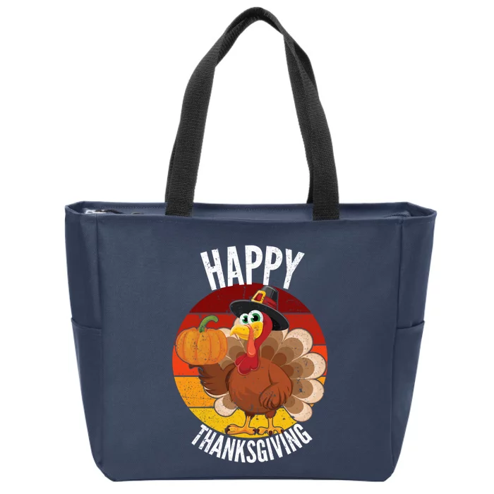 Happy Thanksgiving Sweatshirt Cute Turkey Zip Tote Bag