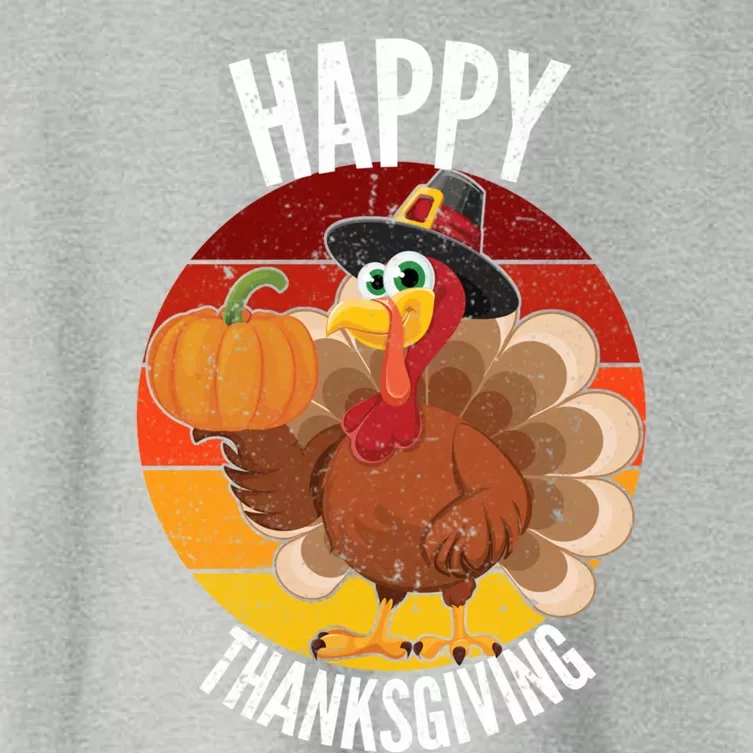 Happy Thanksgiving Sweatshirt Cute Turkey Women's Crop Top Tee