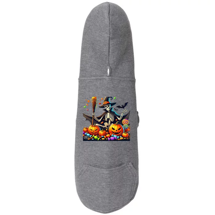 Halloween Thrills Skeleton And Pumpkin Spooky And Scary Doggie 3-End Fleece Hoodie