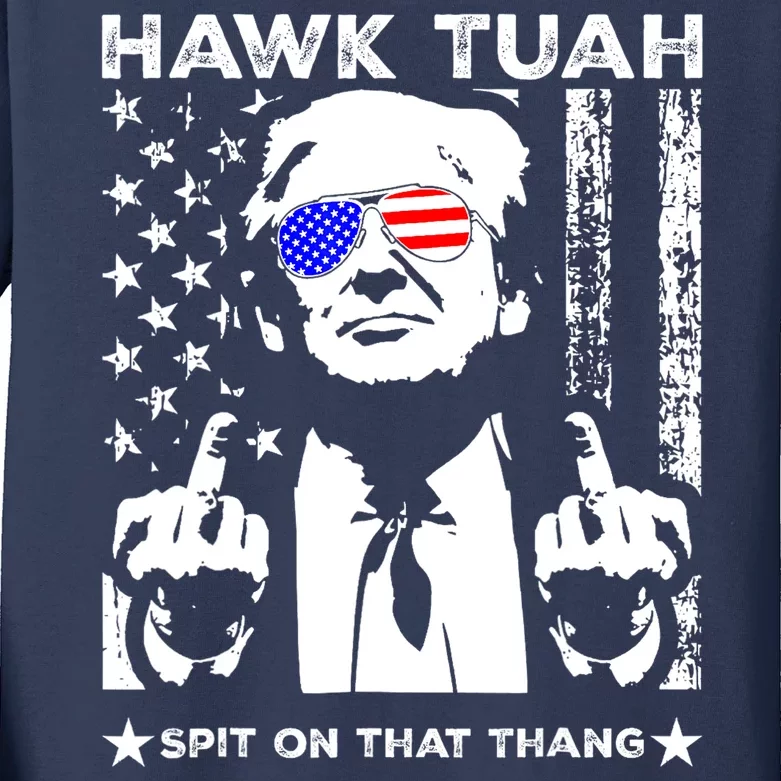 Hawk Tush Spit On That Thang Trump Middle Finger Meme Kids Long Sleeve Shirt