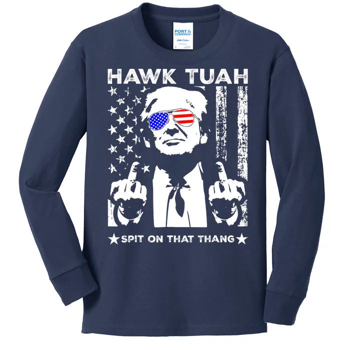 Hawk Tush Spit On That Thang Trump Middle Finger Meme Kids Long Sleeve Shirt