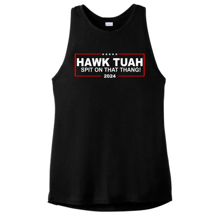 Hawk Tuah Spit On That Thang 2024 Funny Election Meme Ladies Tri-Blend Wicking Tank