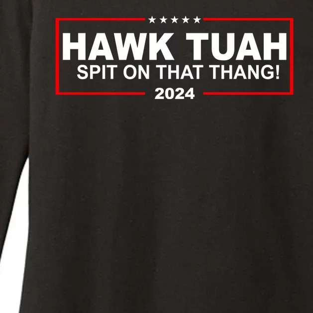 Hawk Tuah Spit On That Thang 2024 Funny Election Meme Womens CVC Long Sleeve Shirt