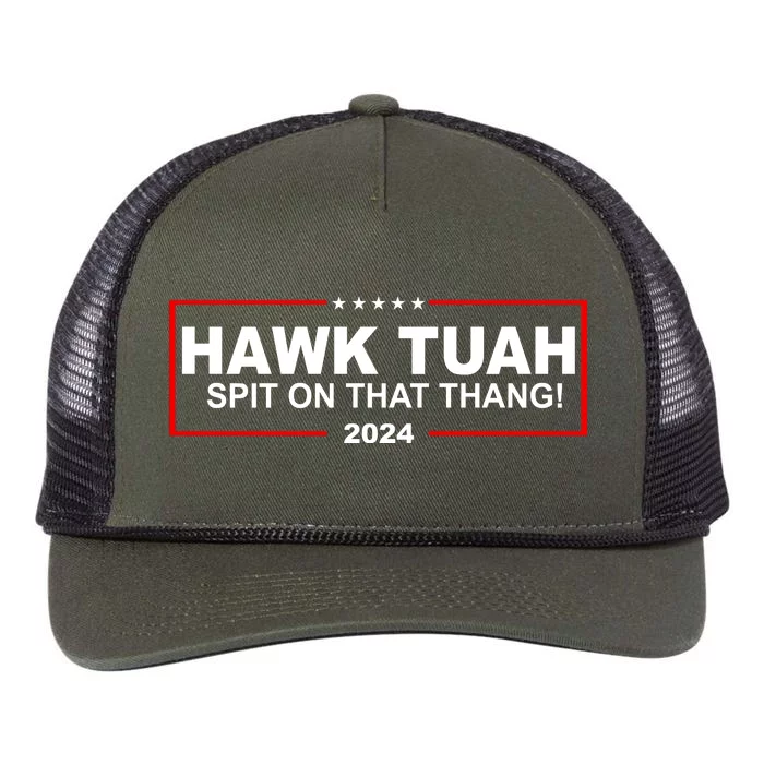 Hawk Tuah Spit On That Thang 2024 Funny Election Meme Retro Rope Trucker Hat Cap