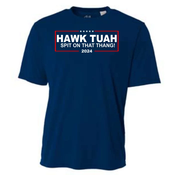 Hawk Tuah Spit On That Thang 2024 Funny Election Meme Cooling Performance Crew T-Shirt