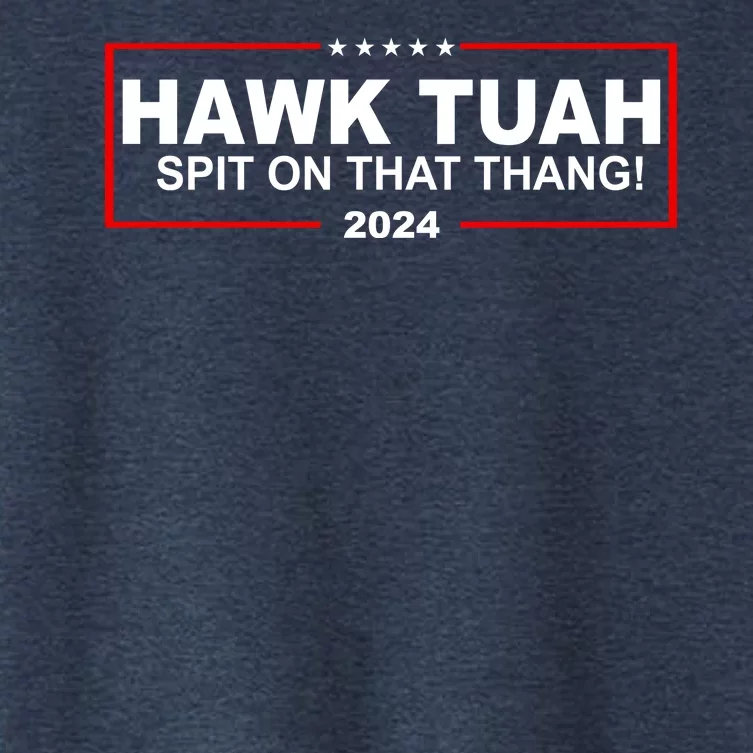 Hawk Tuah Spit On That Thang 2024 Funny Election Meme Women's Crop Top Tee