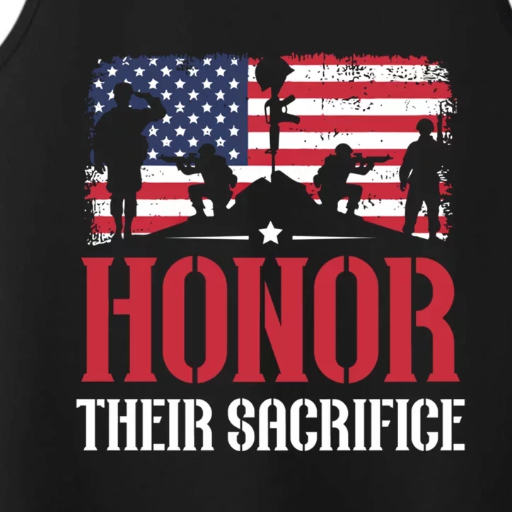 Honor Their Sacrifice Memorial Day Veteran Military Combat Gift Performance Tank