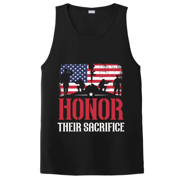 Honor Their Sacrifice Memorial Day Veteran Military Combat Gift Performance Tank