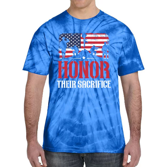 Honor Their Sacrifice Memorial Day Veteran Military Combat Gift Tie-Dye T-Shirt