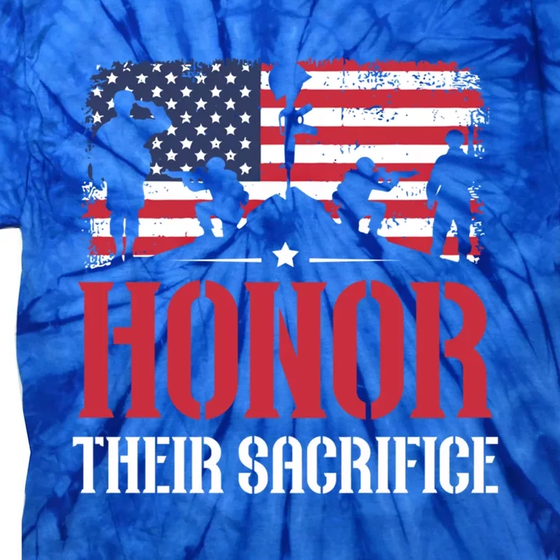 Honor Their Sacrifice Memorial Day Veteran Military Combat Gift Tie-Dye T-Shirt