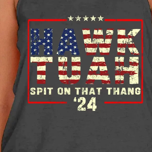 Hawk Tuah Spit On That Thang Trending Women's Knotted Racerback Tank