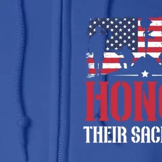 Honor Their Sacrifice Memorial Day Veteran Military Combat Gift Full Zip Hoodie