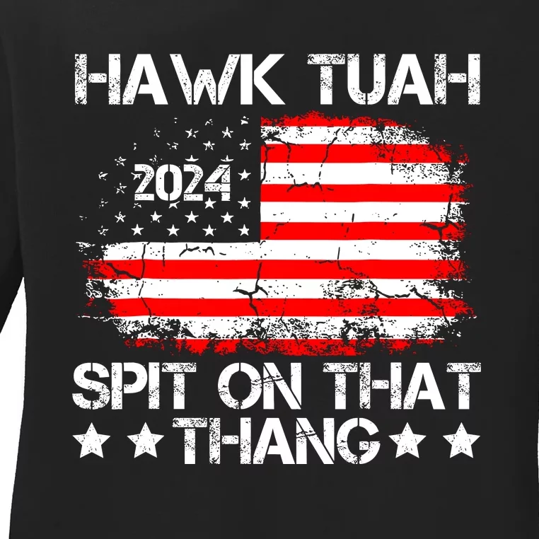 Hawk Tuah Spit On That Thang Trending Ladies Long Sleeve Shirt