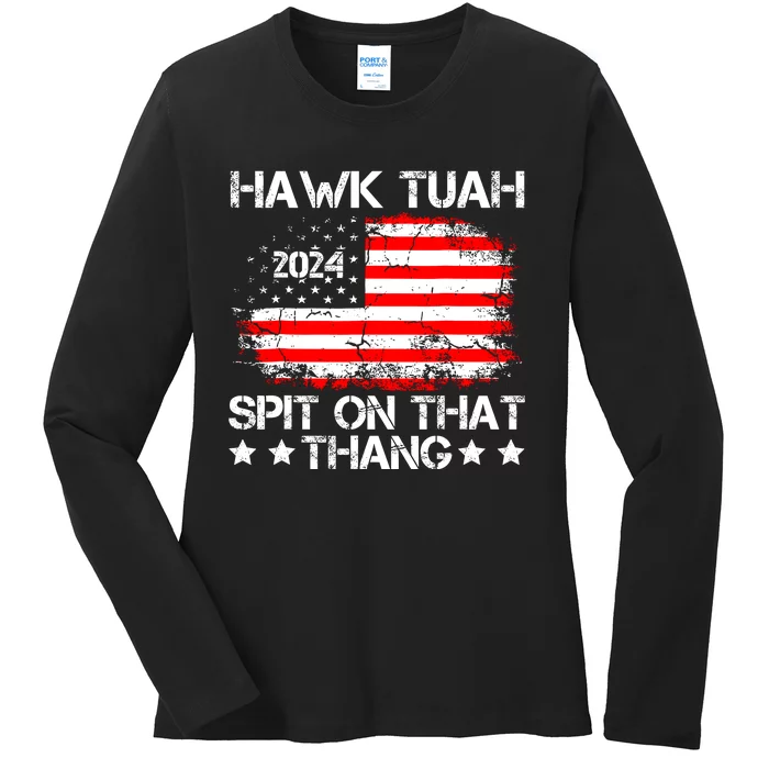 Hawk Tuah Spit On That Thang Trending Ladies Long Sleeve Shirt