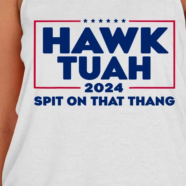 Hawk Tuah Spit On That Thang Trending Women's Knotted Racerback Tank