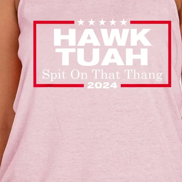 Hawk Tush Spit On That Thang Funny Presidential Candidate Parody Gift Women's Knotted Racerback Tank