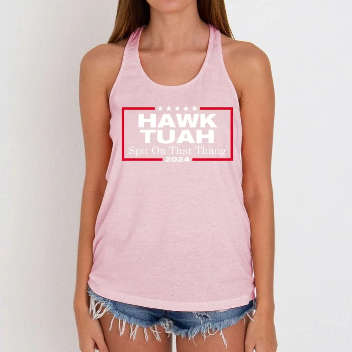 Hawk Tush Spit On That Thang Funny Presidential Candidate Parody Gift Women's Knotted Racerback Tank