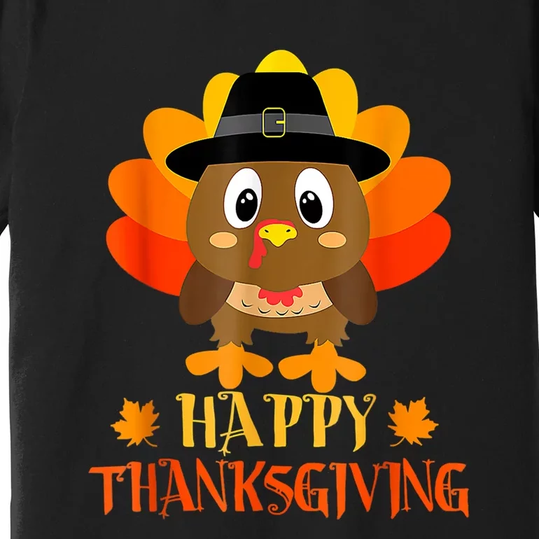 Happy Thanksgiving Shirts For Boys Girls Kids Pilgrim Turkey Premium T-Shirt