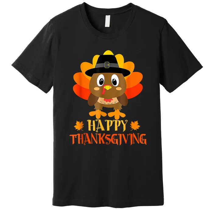 Happy Thanksgiving Shirts For Boys Girls Kids Pilgrim Turkey Premium T-Shirt