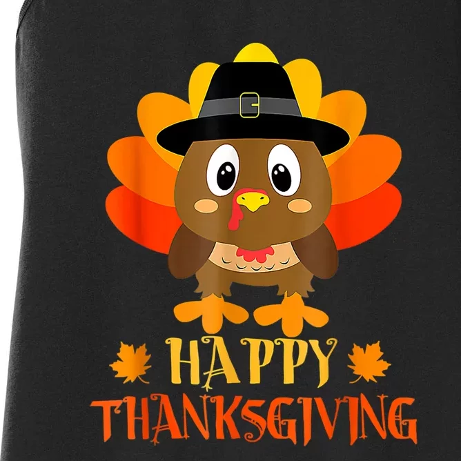 Happy Thanksgiving Shirts For Boys Girls Kids Pilgrim Turkey Women's Racerback Tank