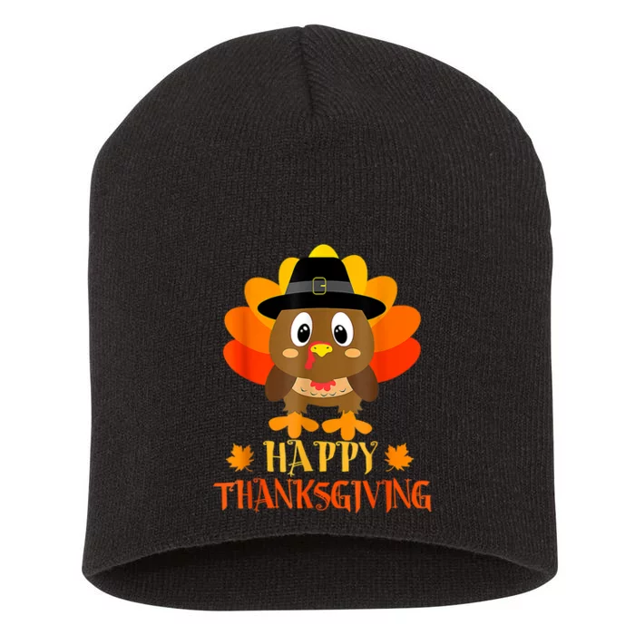 Happy Thanksgiving Shirts For Boys Girls Kids Pilgrim Turkey Short Acrylic Beanie