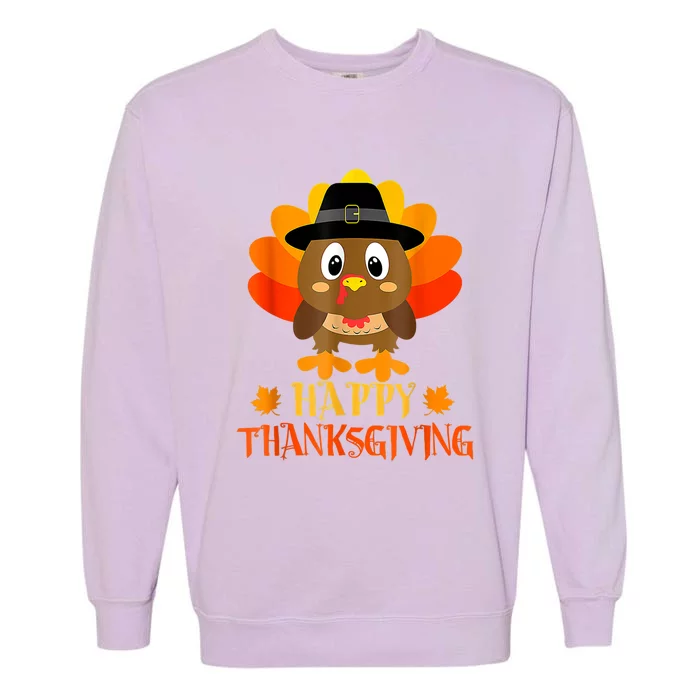 Happy Thanksgiving Shirts For Boys Girls Kids Pilgrim Turkey Garment-Dyed Sweatshirt