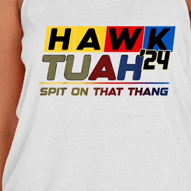 Hawk Tush Spit On That Thang Viral Election Parody Gift Women's Knotted Racerback Tank