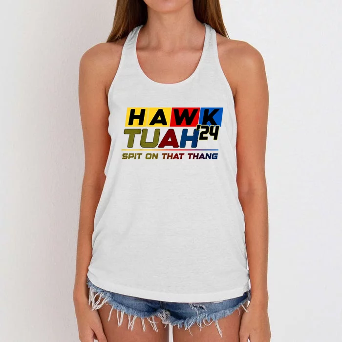 Hawk Tush Spit On That Thang Viral Election Parody Gift Women's Knotted Racerback Tank