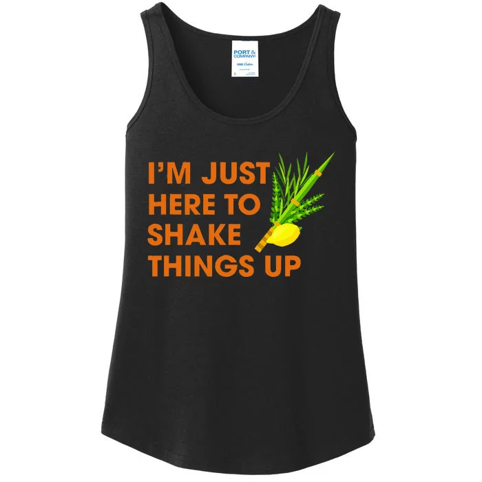 Here To Shake Things Up Lulav Etrog Sukkot Jewish Holiday Ladies Essential Tank