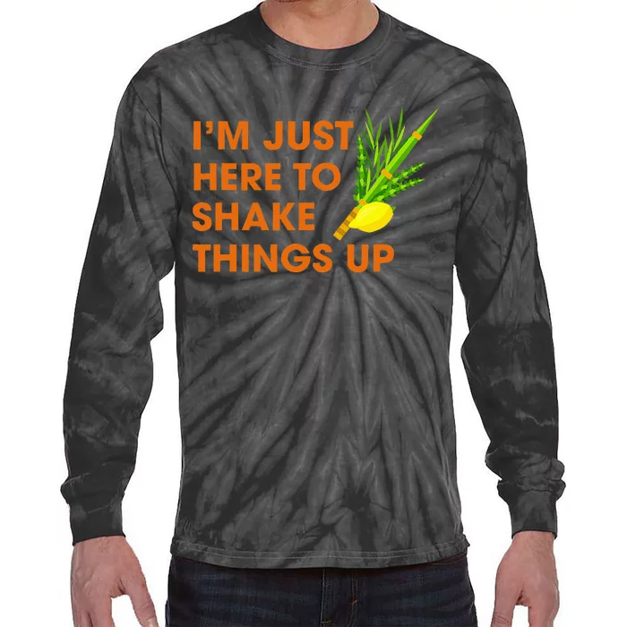 Here To Shake Things Up Lulav Etrog Sukkot Jewish Holiday Tie-Dye Long Sleeve Shirt