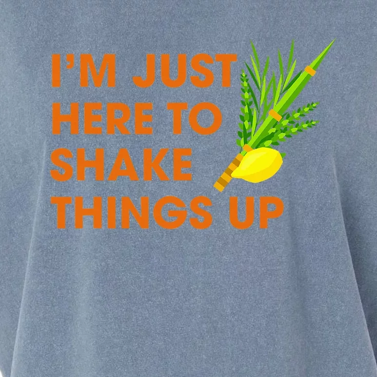 Here To Shake Things Up Lulav Etrog Sukkot Jewish Holiday Garment-Dyed Women's Muscle Tee