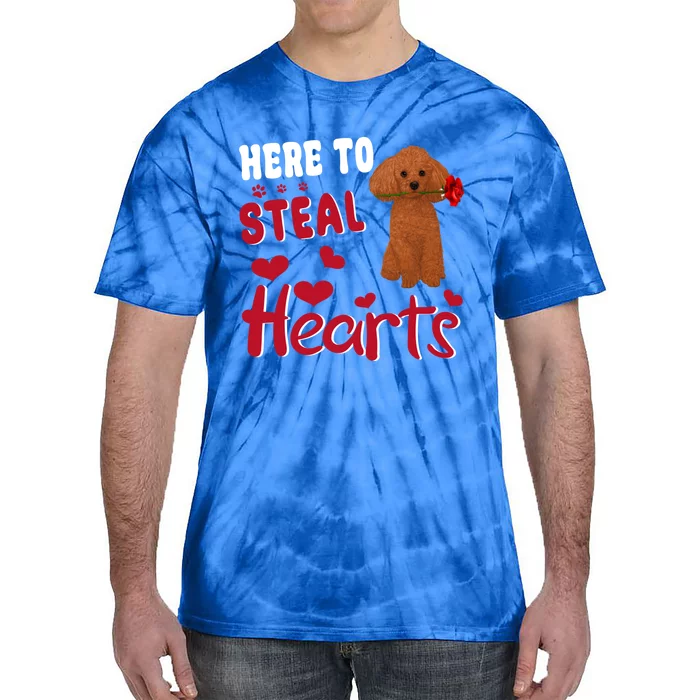 Here To Steal Hearts Funny Toy Poodle Dog Valentines Day Gift Tie-Dye T-Shirt