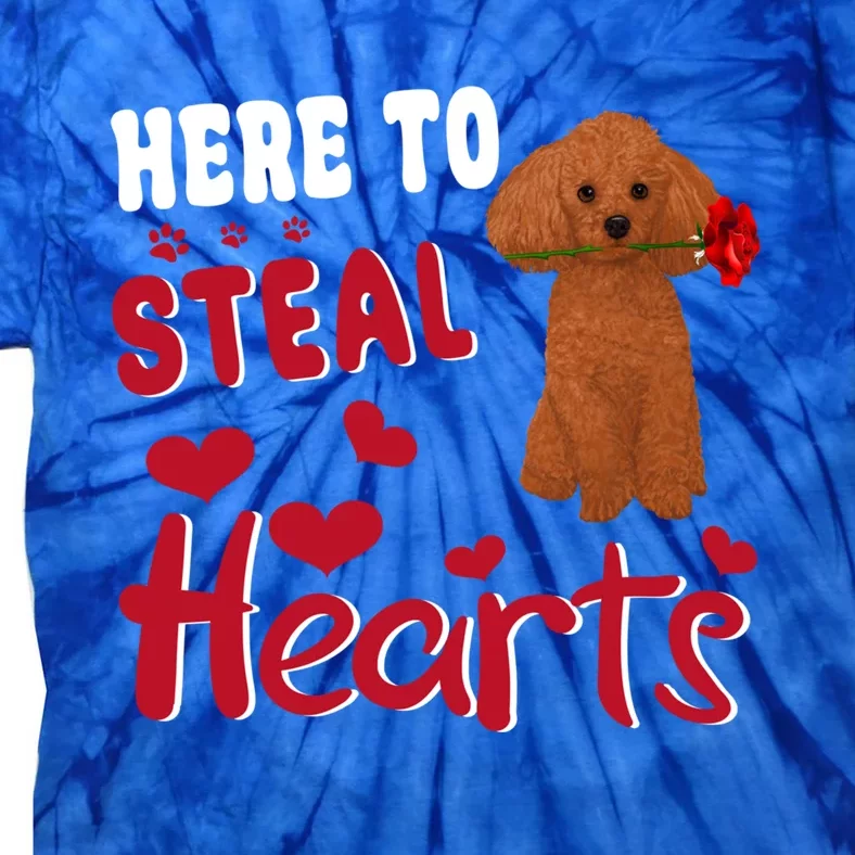 Here To Steal Hearts Funny Toy Poodle Dog Valentines Day Gift Tie-Dye T-Shirt