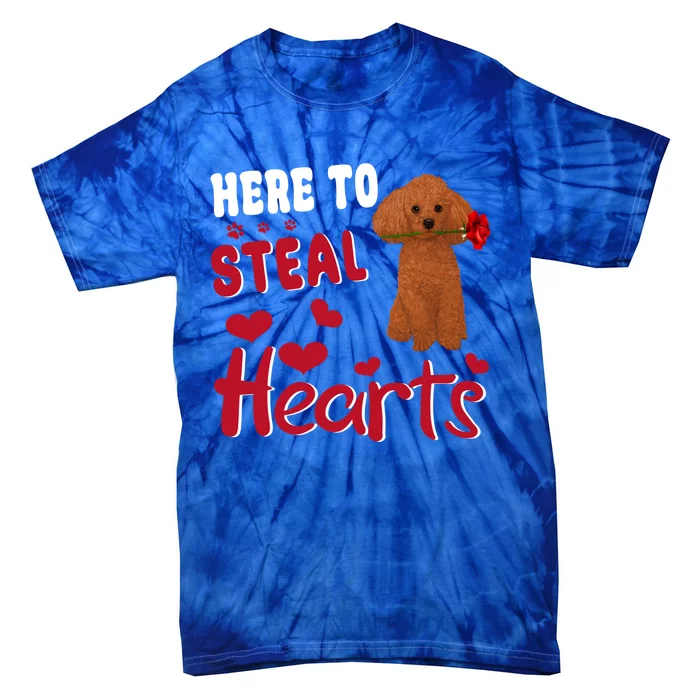 Here To Steal Hearts Funny Toy Poodle Dog Valentines Day Gift Tie-Dye T-Shirt