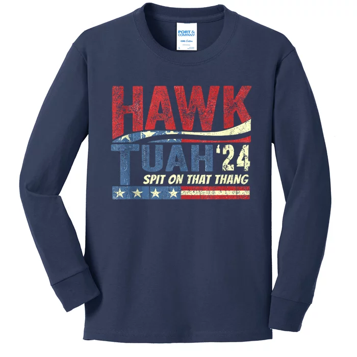 Hawk Tush Spit On That Thang 2024 Us Flag Vintage Kids Long Sleeve Shirt