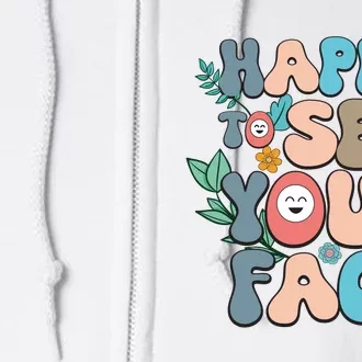 Happy To See Your Face Retro Groovy Back To School Teacher Full Zip Hoodie