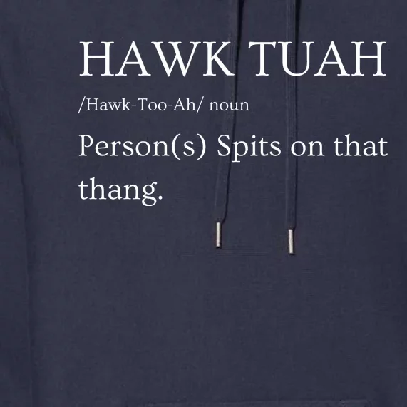 Hawk Tuah Spit On That Thang! Fun Viral 2024 Funny Gift Ideas Perfect For Premium Hoodie