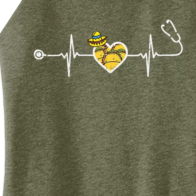 Heartbeat Taco Sombrero Stethoscope Cinco De Mayo Nurse Women’s Perfect Tri Rocker Tank