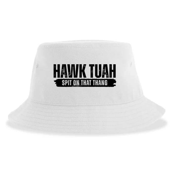 Hawk Tuah Spit On That Thang Funny Meme Sustainable Bucket Hat