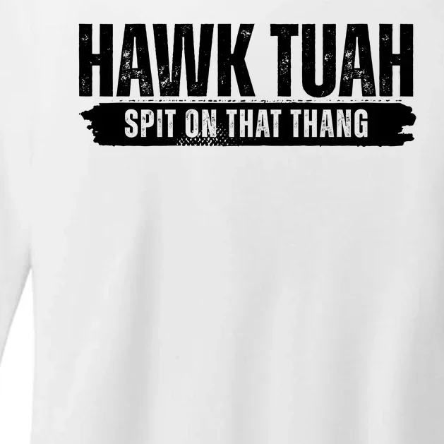 Hawk Tuah Spit On That Thang Funny Meme Womens CVC Long Sleeve Shirt