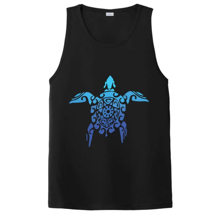 Hawaiian Tribal Sea Turtle Polynesian Tattoo Style Vacation Performance Tank