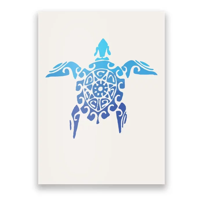 Hawaiian Tribal Sea Turtle Polynesian Tattoo Style Vacation Poster