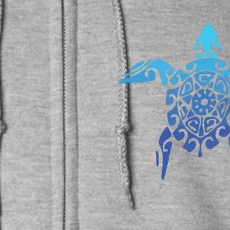 Hawaiian Tribal Sea Turtle Polynesian Tattoo Style Vacation Full Zip Hoodie